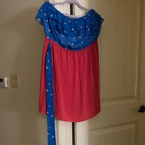 Maurices Sailboat Blue and Pink Patterned Dress with belt